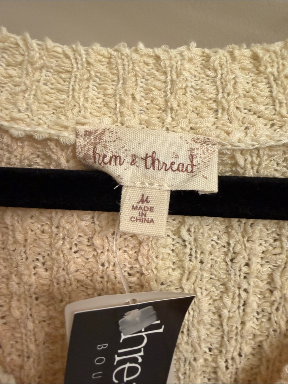 NWT Hem & Thread Cream Ribbed Cropped Button-Front Cardigan - Picture 2 of 3
